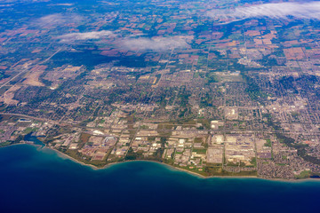 Aerial view of the Oshawa area cityscape
