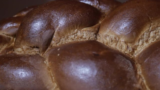 Close up pan on Jewish Challah