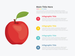 apple fruit infographics with some point title description for information template - vector