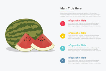 water melon fruit infographics with some point title description for information template - vector