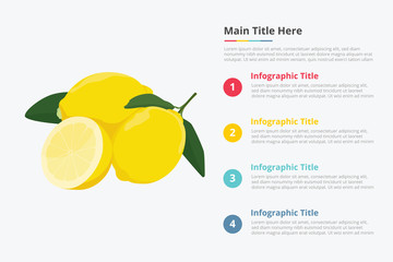 lemon fruit infographics with some point title description for information template - vector