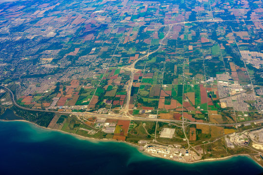 Aerial view of the Bowmanville area cityscape