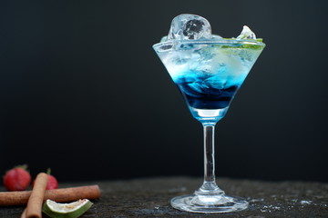 Blue martini cocktail