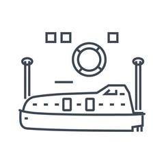 thin line icon lifeboat on the ship