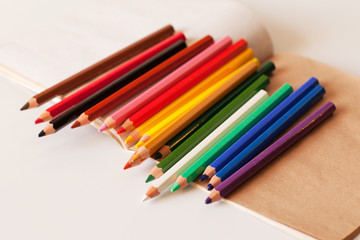 Multi-colored crayons. Creativity. Hobby. Drawing. Art