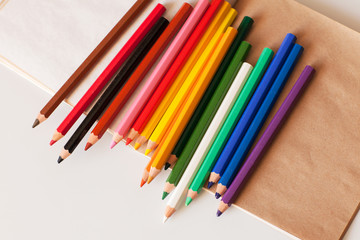 Multi-colored crayons. Creativity. Hobby. Drawing. Art. 