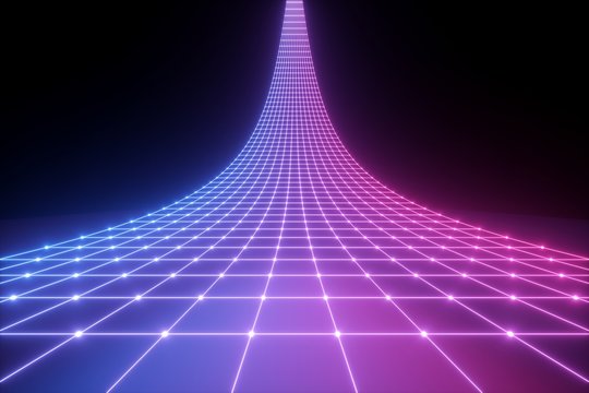 3d render, pink blue neon light, abstract ultraviolet background, laser grid, virtual network, glowing lines