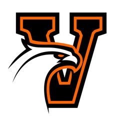 Letter V with eagle head. Great for sports logotypes and team mascots. 