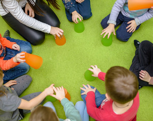 Children's educational games with plastic cups