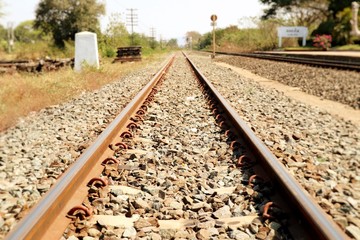 Naklejka premium Train station and railway