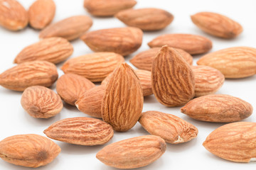 Almonds nut isolated on white background. Full depth of field and clipping path. - Image