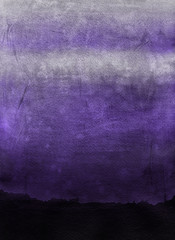 Violet ink and watercolor textures on white paper background. Paint leaks and ombre effects. Hand painted abstract image.