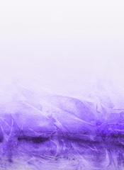 Violet ink and watercolor textures on white paper background. Paint leaks and ombre effects. Hand painted abstract image.