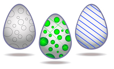 Stylish vector set of decorated eggs isolated on white background. Vector.