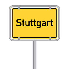 Ortsschild - Landeshauptstadt Stuttgart Ortseingangsschild. Vektor Eps10.