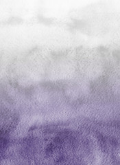 Violet ink and watercolor textures on white paper background. Paint leaks and ombre effects. Hand painted abstract image.