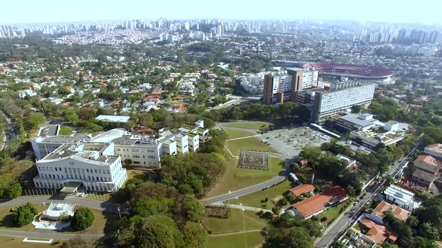 Aerial view of Sao Paulo city, Sao Paulo state, Morumbi neighborhood, Brazil South America. 