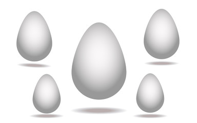 White eggs isolated on white background. Vector set.