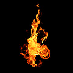 Fire flames collection isolated on black background