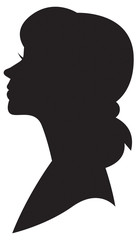 Female portrait profile black silhouette on white background vector illustration