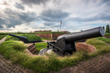 The Cannons at Fort McHenry in Baltimore, Maryland - obrazy, fototapety, plakaty