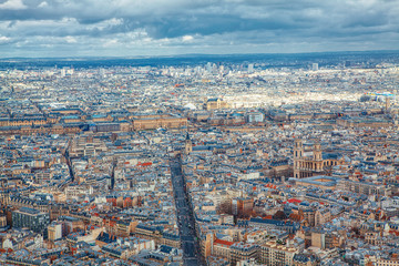 Aerial view of streets in Paris 