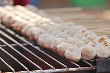 Grilled meatballs at street food