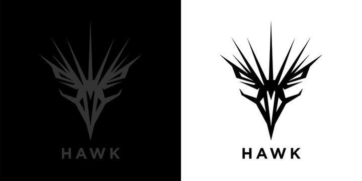 Abstract style eagle logo template design. Predator bird black hawk icon. Falcon raptor emblem sign. Vector illustration.