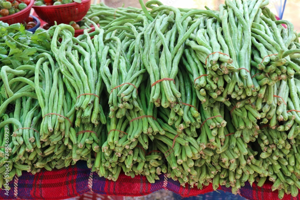 Wall mural long beans at market