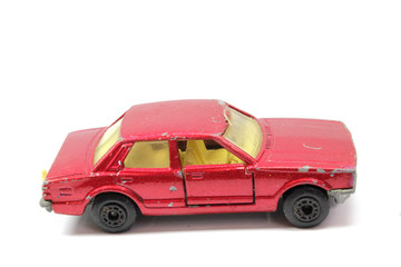 Obraz na płótnie Canvas Vintage Retro Sports Car Child Toy On White Background