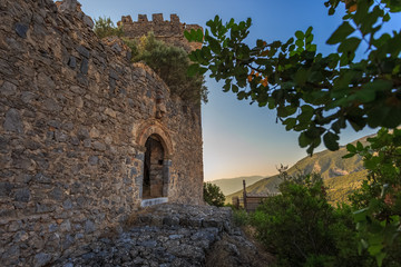 Fototapeta na wymiar Kapetanakis yard - the medieval fortress in Messenia near Kalamata