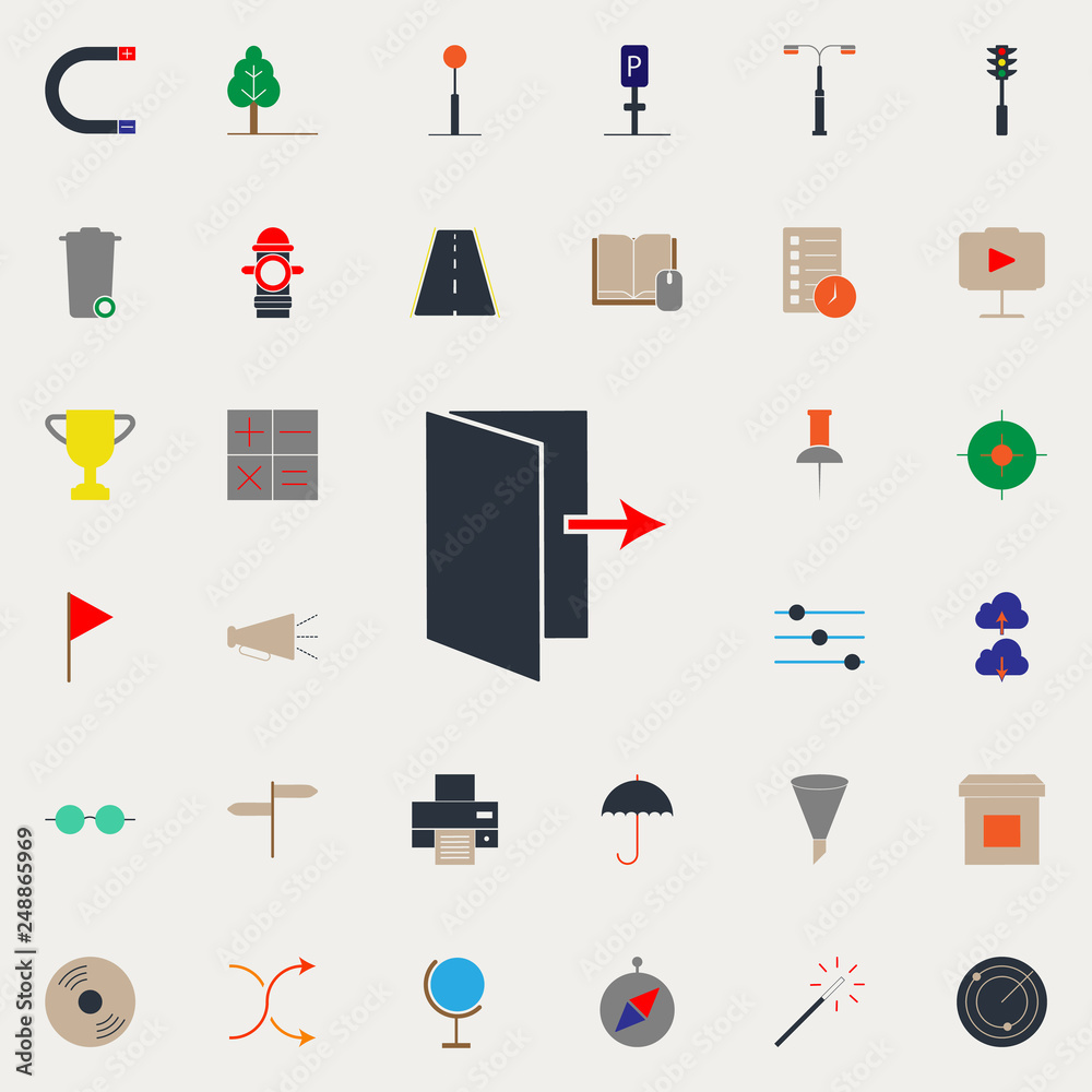 Aufkleber colored exit sign icon. web icons universal set for web and mobile