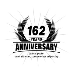 162 years design template. Anniversary vector and illustration template.