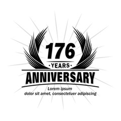 176 years design template. Anniversary vector and illustration template.