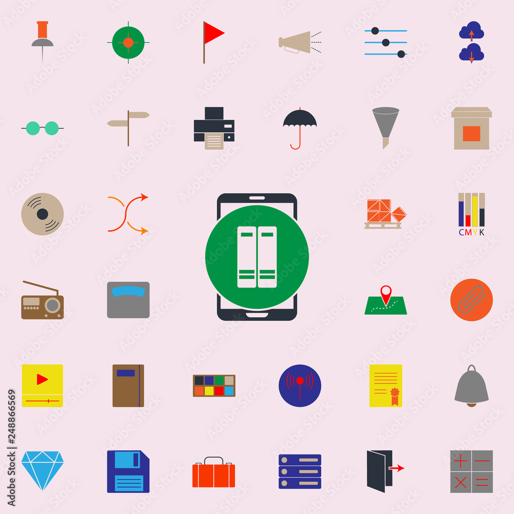 Poster colored books in mobile icon. web icons universal set for web and mobile