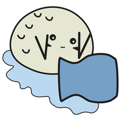 Bunny is a sign of the zodiac Aquarius in a cartoon style.