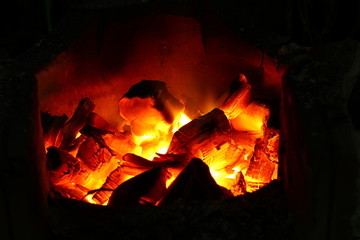Flames of Fire in fireplace