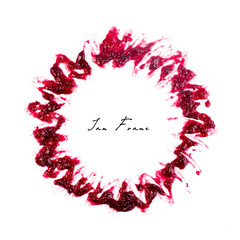 Dark Red Berry Jam Round Blot Frame or Spot Isolated