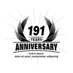 191 years design template. Anniversary vector and illustration template.