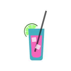 Cocktail icon with lime on white background. Mojito.