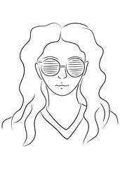 young woman with long hair wearing sunglasses