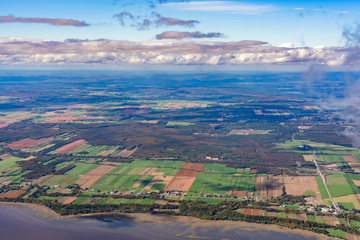 Aerial view of Neuville area with fall color