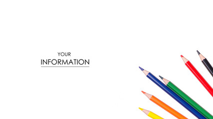 Color pencils pattern on white background isolation