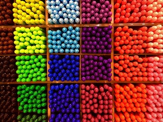 Colorful Marker Pen on on the shelves in the office shop, Set of colorful pens.