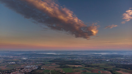 Sonnenuntergang im Albvorland - Panoramaaufnahme