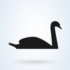 swan vector icon. silhouette sign on white background.