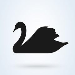 swan vector icon. silhouette sign on white background.