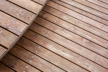 Modern wooden deck made from new boards