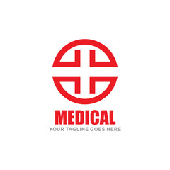 medical logo design with cross icon