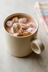 Healthy Homemade Milk Babyccino with Marshmallows and Cocoa / Cinnamon Powder